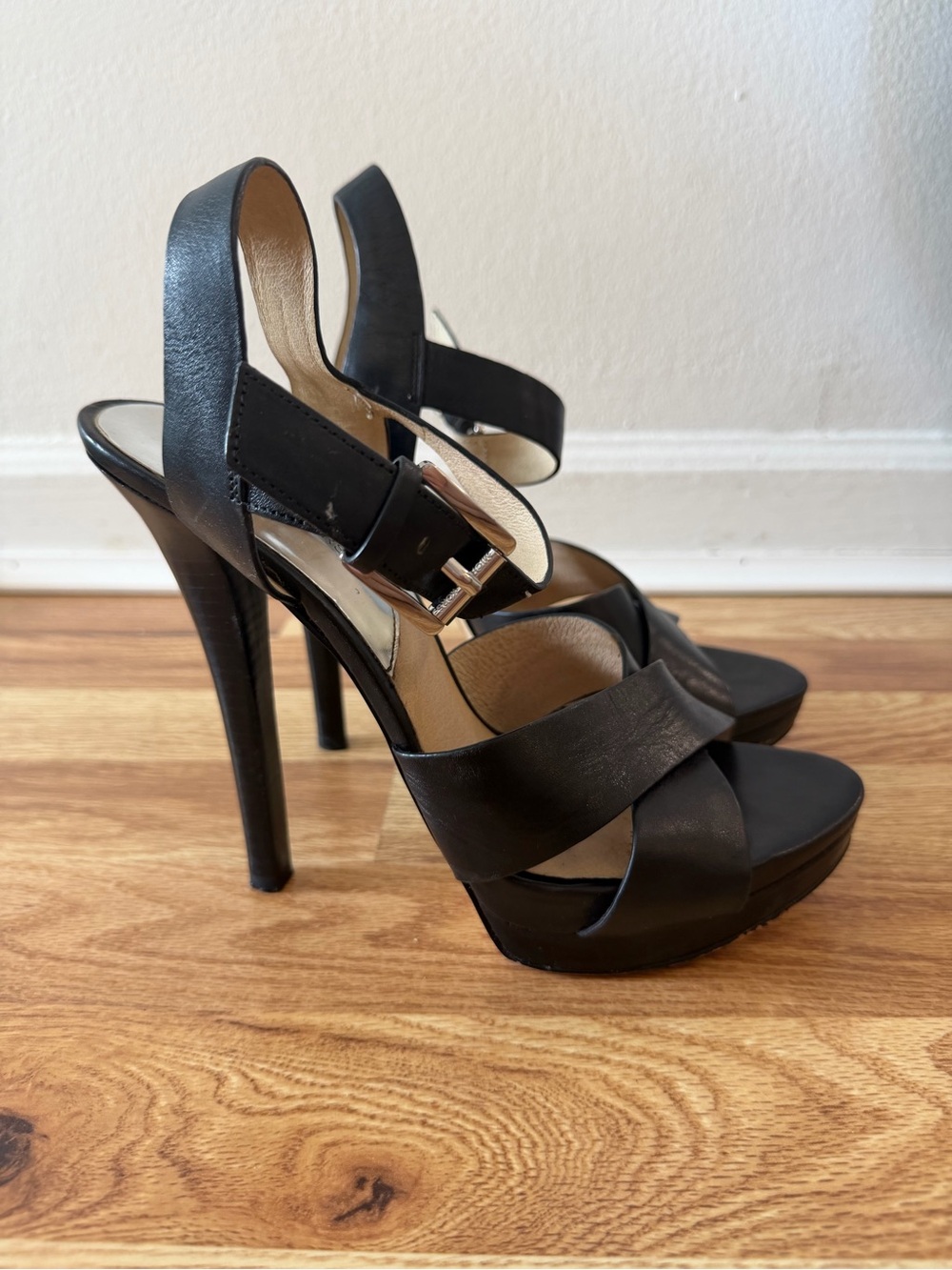 Michael Kors Black Leather Platform Heels